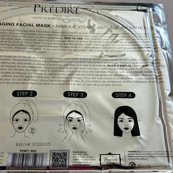 Prédiré Paris Red Wine Anti-Aging Facial Mask - SEALED - Picture 5 of 8